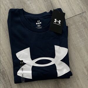 Under Armour Men's Dark Blue Tee with White Logo